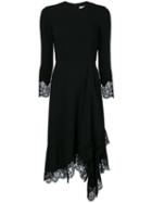 Givenchy - Lace Trim Midi Dress - Women - Silk/cotton/polyamide/viscose - 38, Black, Silk/cotton/polyamide/viscose