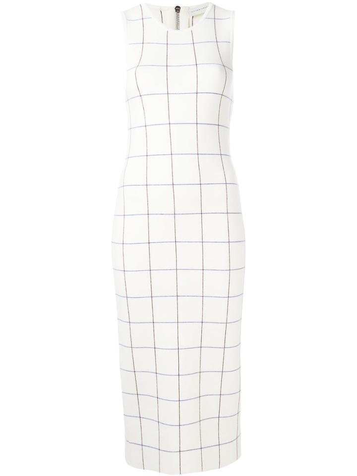 Victoria Beckham Checked Sleeveless Dress - White