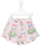 Monnalisa Tea Cup Print Shorts, Girl's, Size: 11 Yrs, Pink/purple