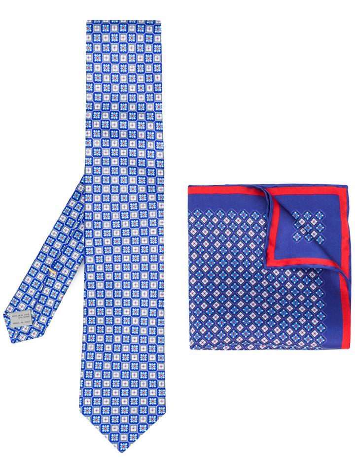 Canali Printed Tie Set - Blue