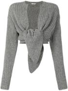 Miu Miu Ribbed Wool Cardigan - Grey