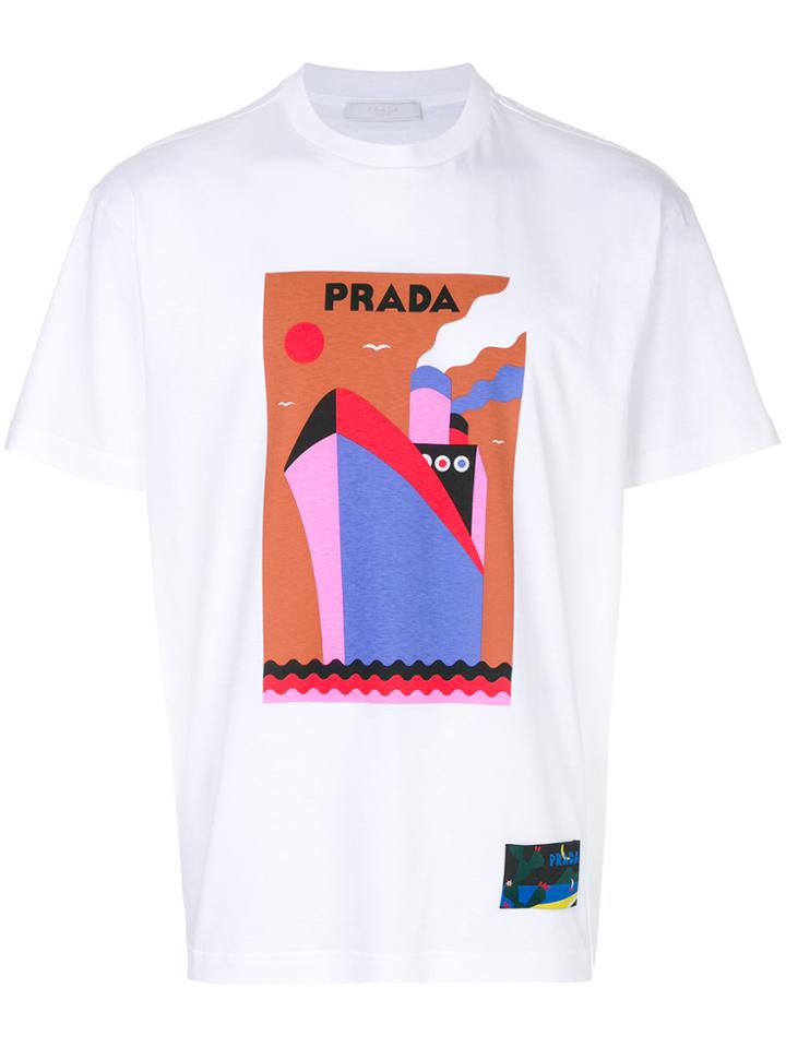 Prada Boat Print T-shirt - White