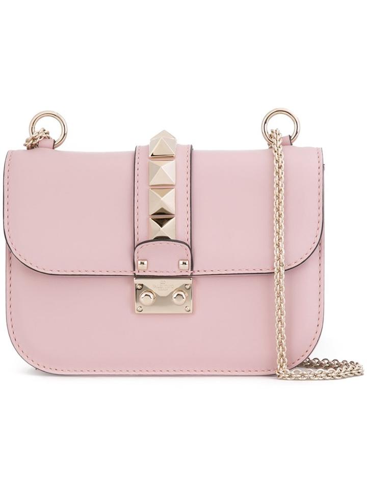 Valentino Garavani 'glam Lock' Shoulder Bag, Women's, Pink/purple, Calf Leather/metal (other), Valentino