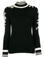 Ermanno Scervino Floral Lace Turtle Neck Sweater - Black
