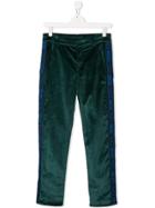 Kenzo Kids Teen Logo-stripe Corduroy Trousers - Green
