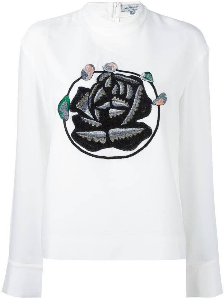 J.w.anderson Roses Patch Sweatshirt, Women's, Size: 6, White, Acetate/polyester/silk