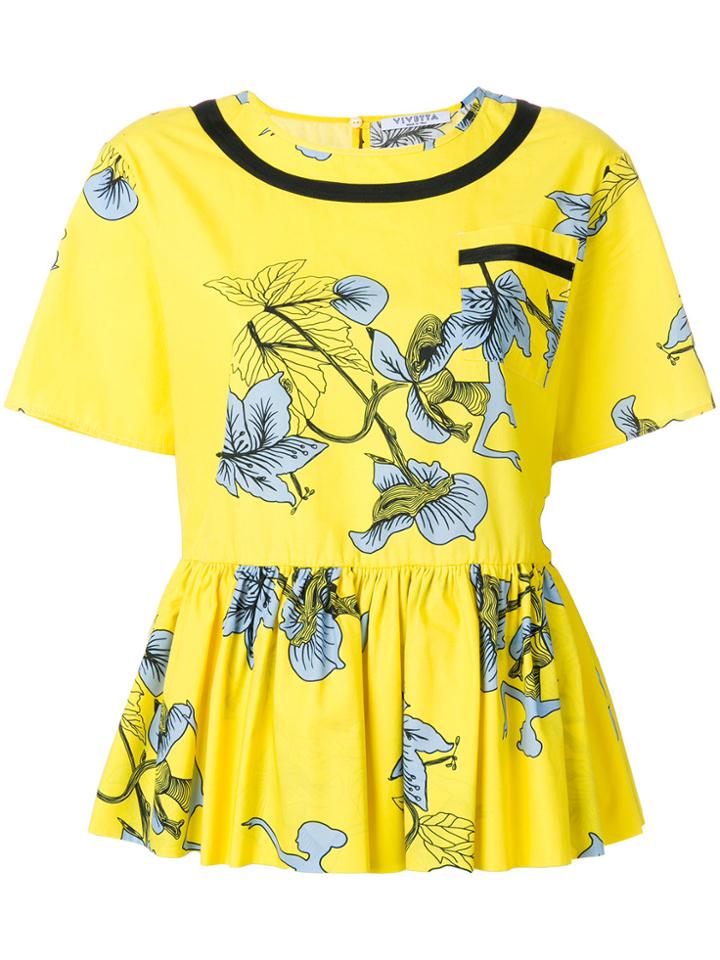 Vivetta Floral Flared Blouse - Yellow & Orange