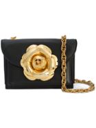 Oscar De La Renta Gardenia Flower Detail Cross Body Bag - Black
