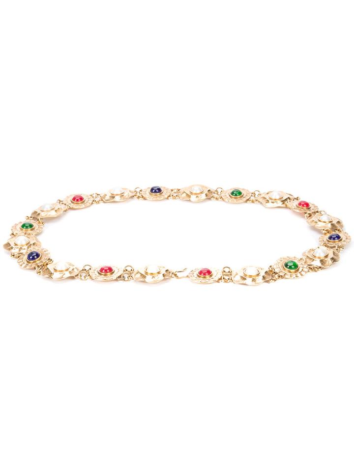 Chanel Link Belt, Women's, Grey, Metal