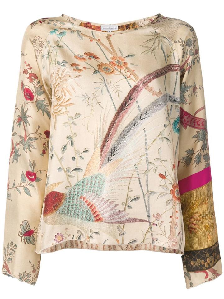 Pierre-louis Mascia Floral Long-sleeve Blouse - Neutrals