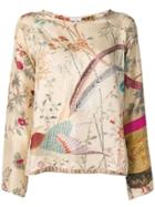 Pierre-louis Mascia Floral Long-sleeve Blouse - Neutrals