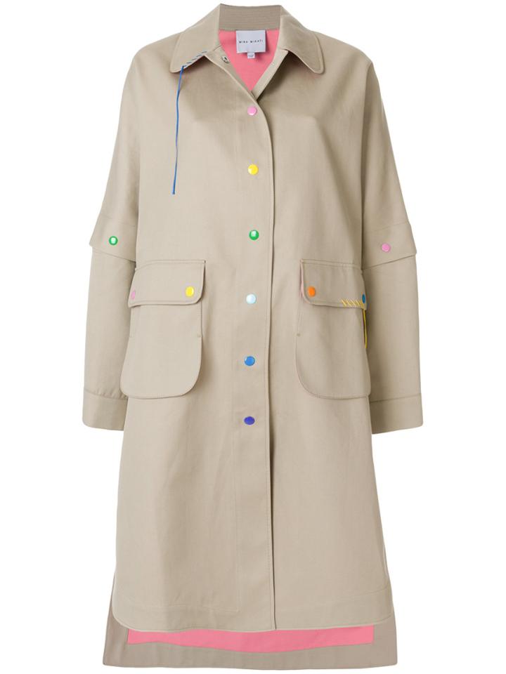 Mira Mikati California Dreamin Embroidered Back Trench Coat - Nude &
