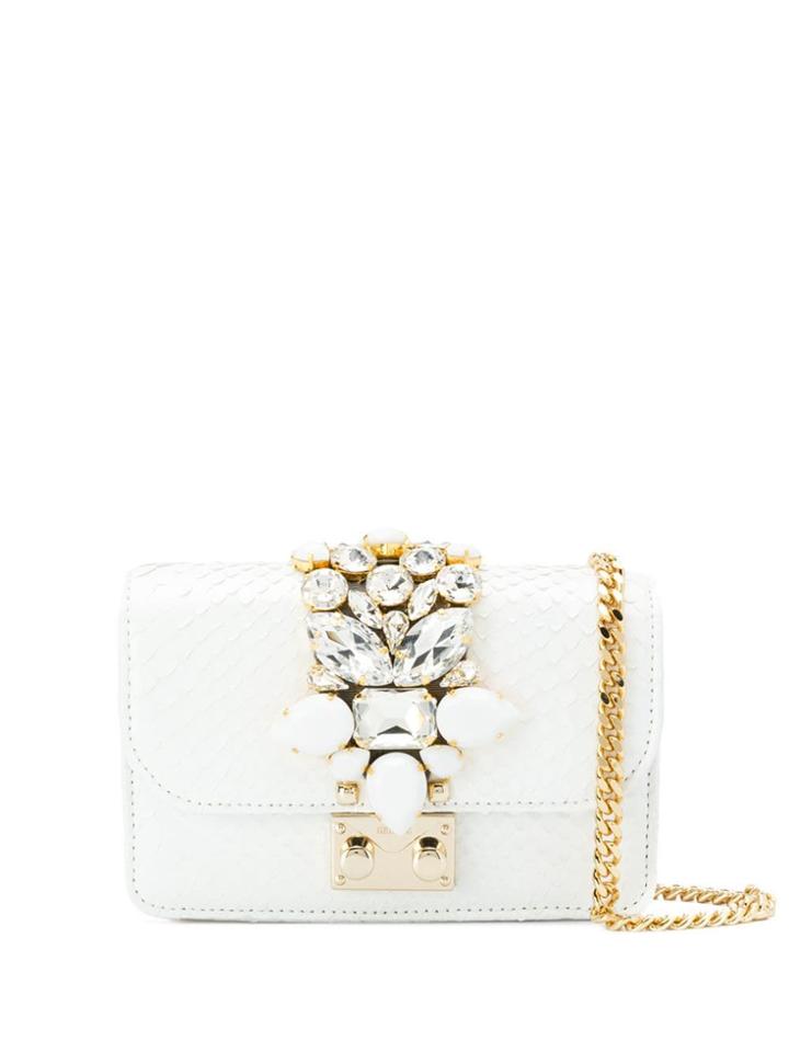 Gedebe Mini Cliky Python Bag - White