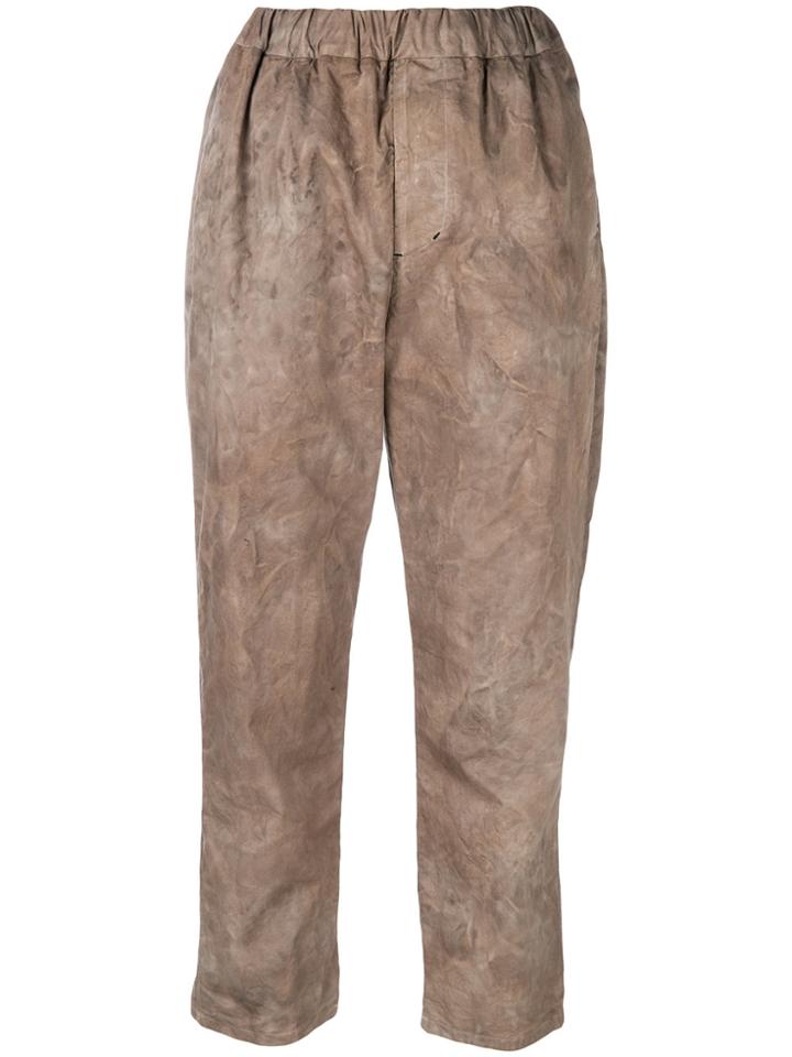 Roggykei Tie-dye Cropped Trousers - Brown
