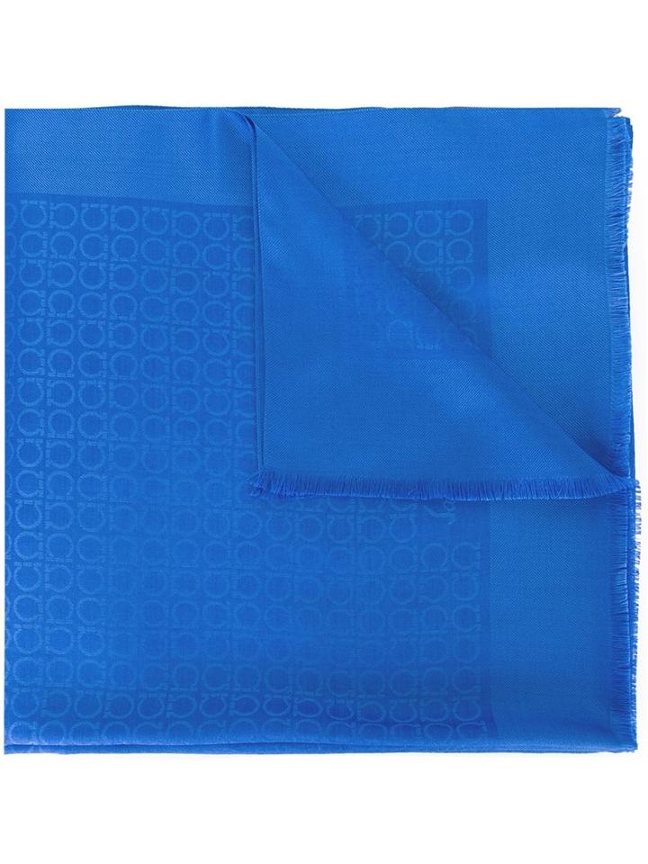 Salvatore Ferragamo 'gancio' Scarf, Women's, Blue, Silk/wool