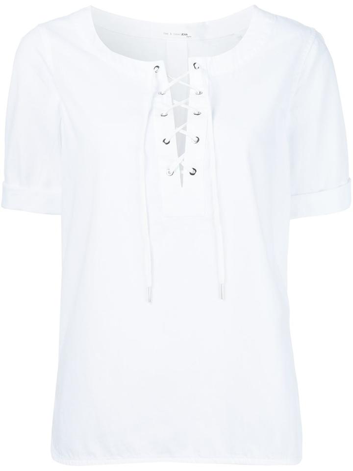 Rag & Bone Tied Neckline Blouse, Women's, Size: Medium, White, Cotton