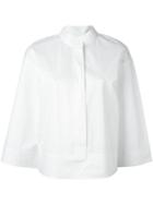 Dkny Mandarin Collar Shirt, Women's, Size: Small, White, Cotton/spandex/elastane
