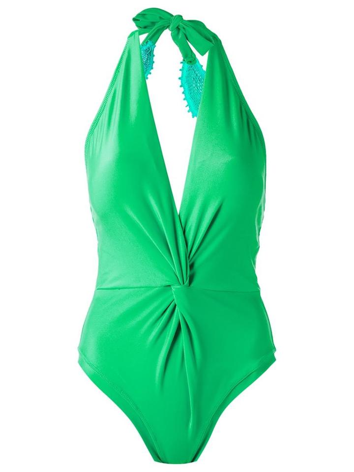 Martha Medeiros Halterneck Swimsuit, Women's, Size: P, Green, Polyamide/spandex/elastane