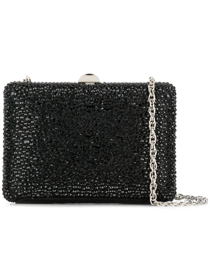 Rodo Crystal Embellished Box Clutch - Black