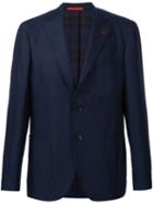 Isaia Stitching Detail Blazer, Men's, Size: 50, Blue, Cashmere/wool