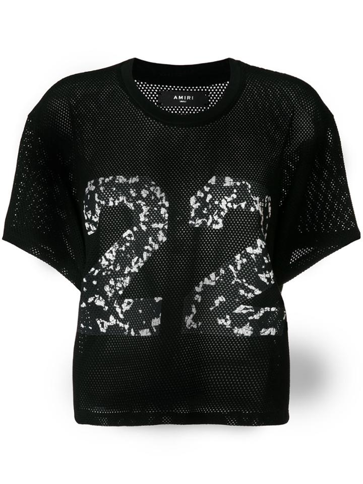 Amiri 22 Embroidered Net Top - Black