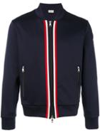 Moncler Striped Trim Bomber Jacket, Men's, Size: Medium, Blue, Cotton/polyamide