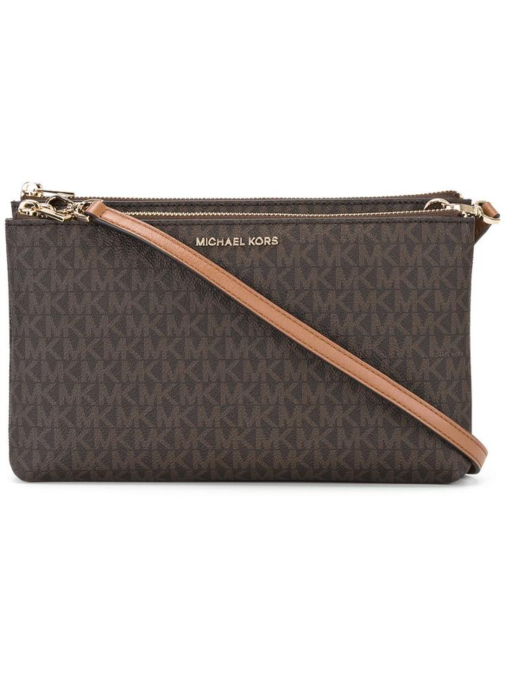 Michael Kors Logo Print Crossbody Bag, Women's, Brown, Pvc