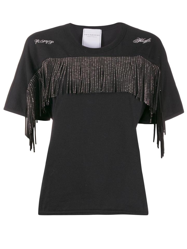 Philosophy Di Lorenzo Serafini Embellished Fringe T-shirt - Black