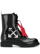 Off-white Arrow Logo Combat Boots - Black