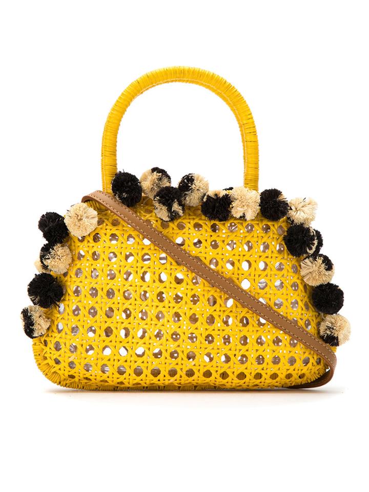 Serpui Embellished Straw Bag - Yellow & Orange