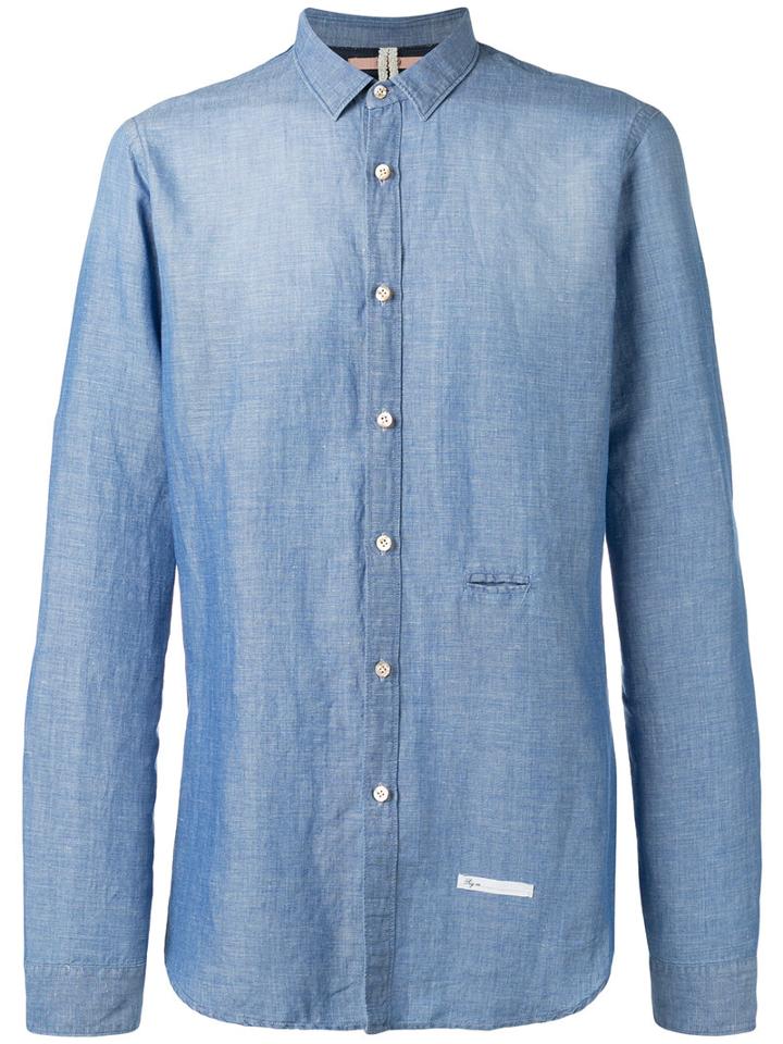 Dnl Camicia Shirt, Men's, Size: 39, Blue, Cotton/linen/flax/polyamide