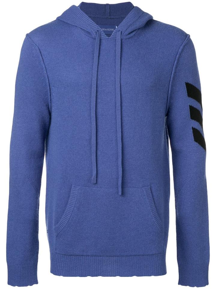 Zadig & Voltaire Arrow Intarsia Knit Hoodie - Blue