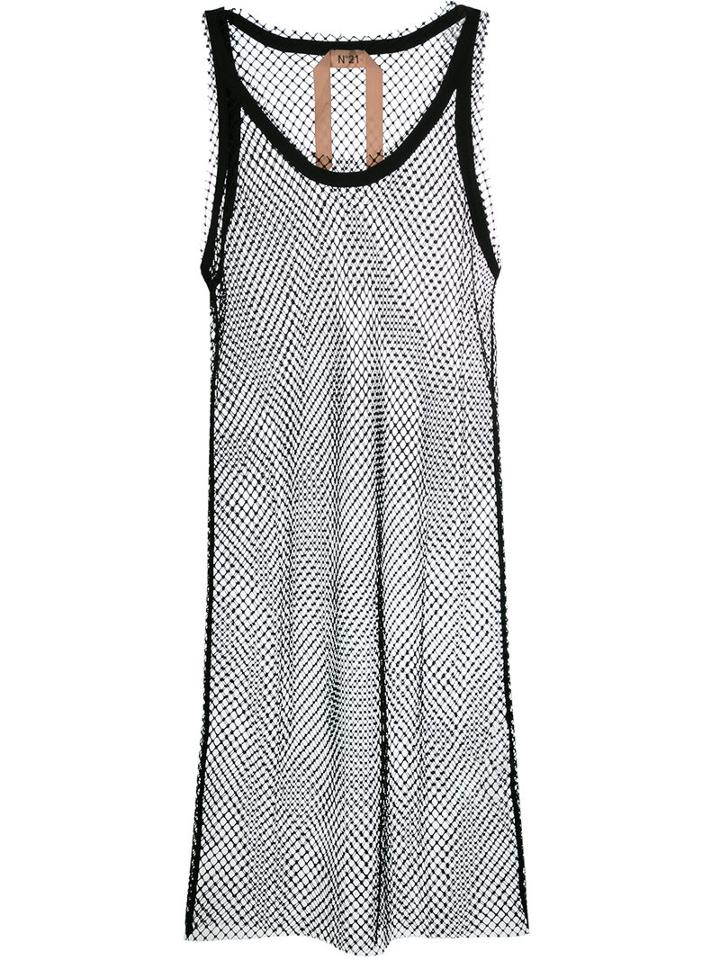 No21 Mesh Detail Dress, Women's, Size: 44, Black, Polyester/cotton