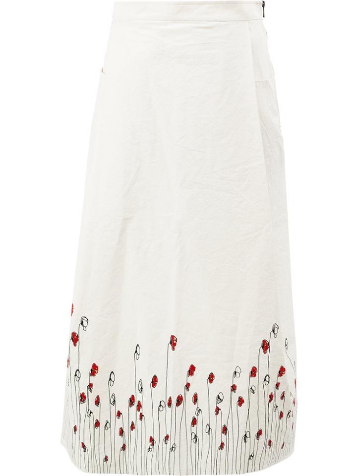Miaoran Floral Print A-line Skirt - White