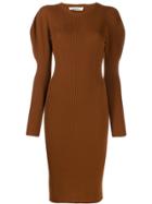 Circus Hotel Ribbed Knit Fitted Dress - Brown