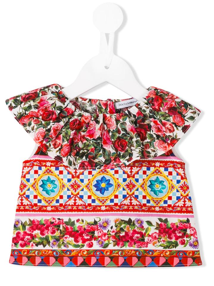 Dolce & Gabbana Kids - Printed Ruffled Blouse - Kids - Cotton - 6 Mth