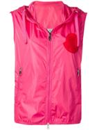 Moncler Hooded Logo Patch Gilet - Pink