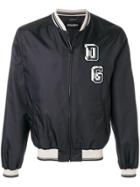 Dolce & Gabbana Logo Patch Bomber Jacket - Blue