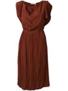 Marni - Sleeveless Pleated Dress - Women - Silk/acetate - 40, Pink/purple, Silk/acetate