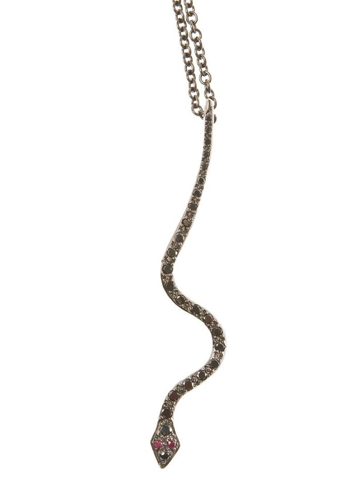 Ileana Makri 18k White Gold And Diamond Snake Necklace