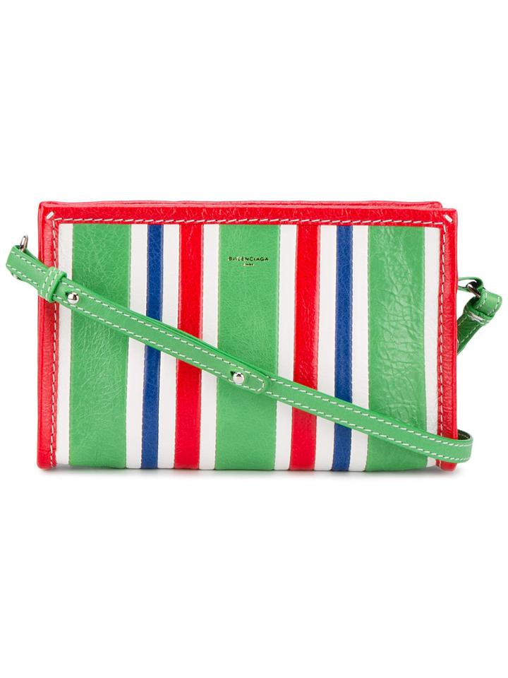 Balenciaga Striped Bazar Cross-body Bag, Women's, Cotton/leather