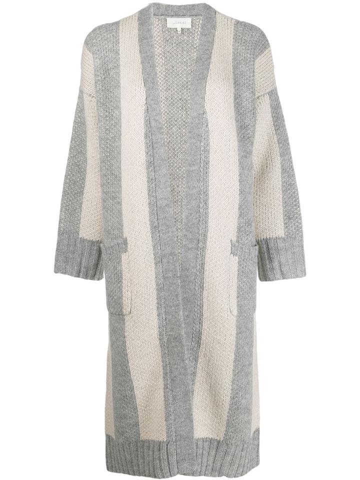 The Great. Striped Cardigan Coat - Grey