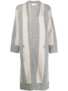 The Great. Striped Cardigan Coat - Grey