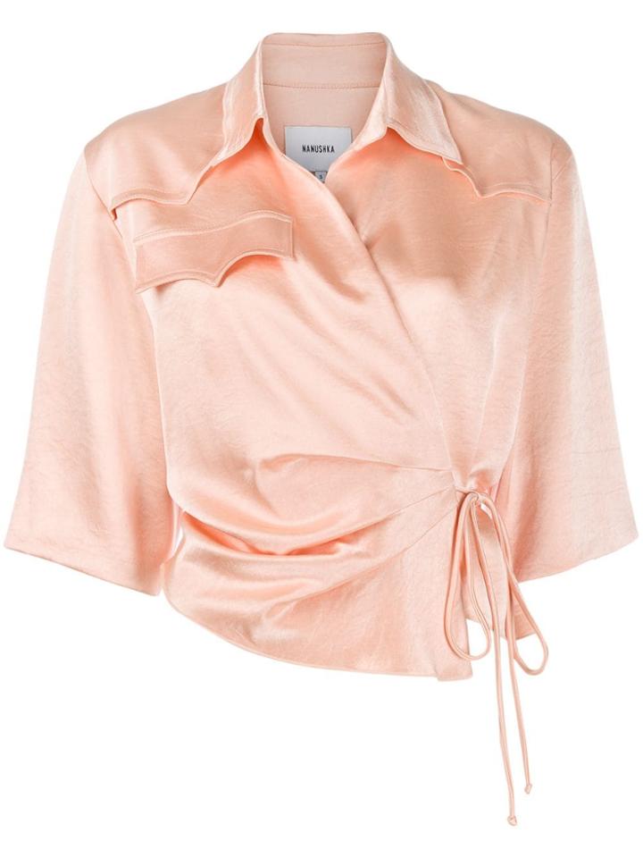 Nanushka Asymmetric Wrap Top - Pink