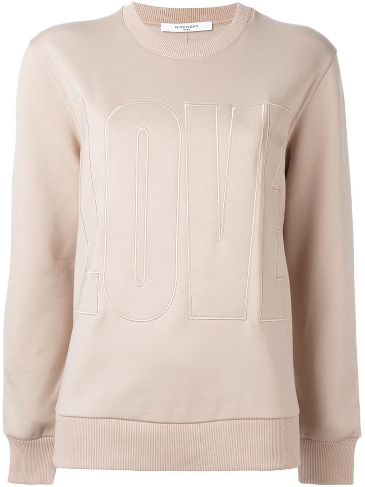 Givenchy Love Embroidered Sweatshirt, Women's, Size: Small, Nude/neutrals, Cotton/polyamide/polyester