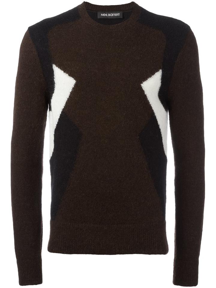 Neil Barrett 'retro Modernist 'jumper, Men's, Size: Large, Brown, Nylon/wool/alpaca
