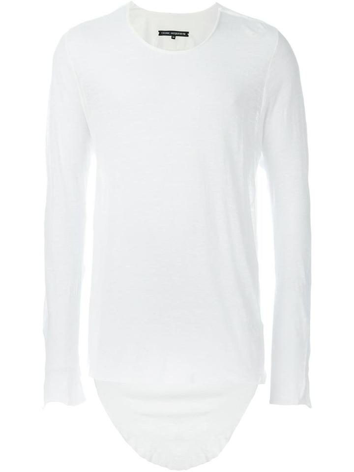 Cedric Jacquemyn Long-sleeved Round Neck Tunic, Men's, Size: 46, White, Cotton