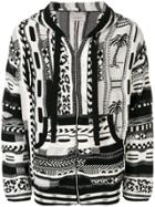 Laneus Zipped Embroidered Hoodie - Black