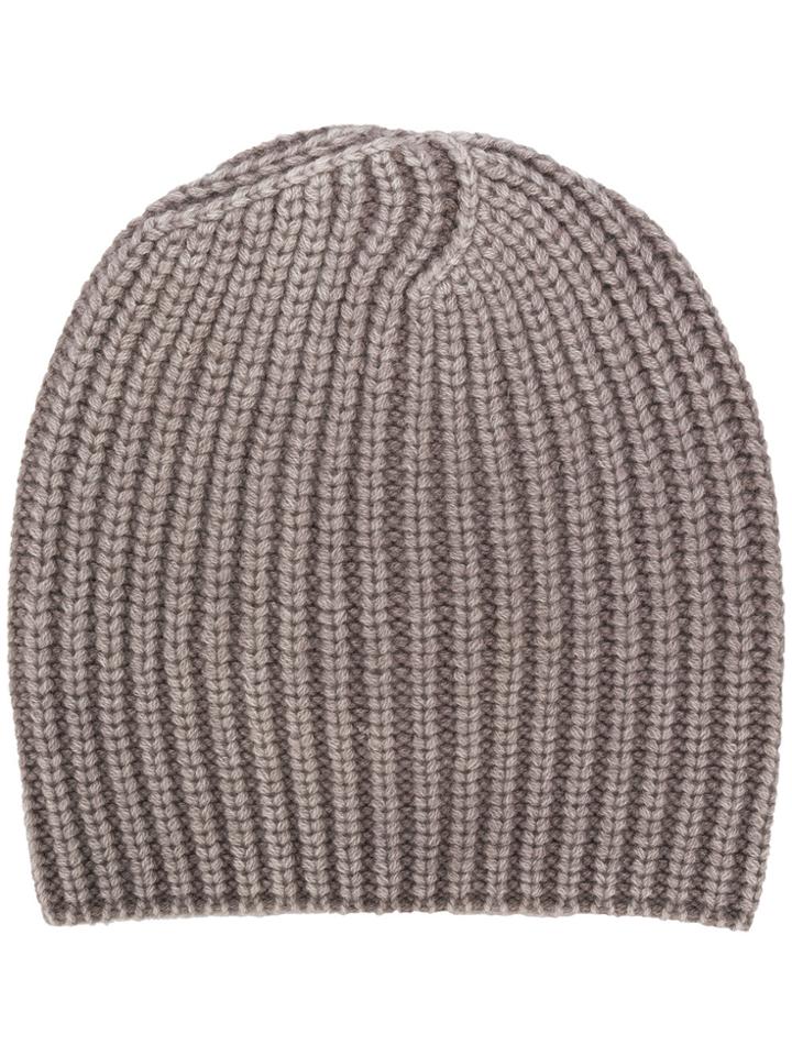 Iris Von Arnim Jersey Knit Beanie Hat - Brown