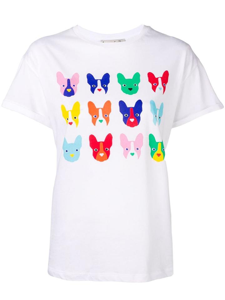 Être Cécile Dog Grid T-shirt - White